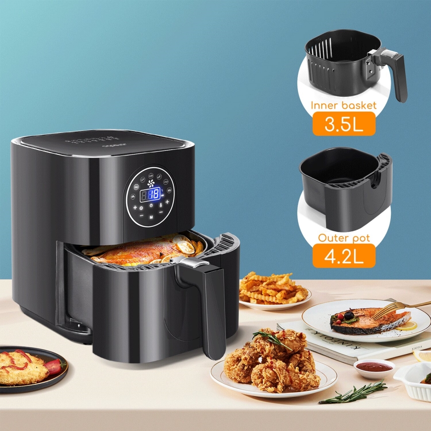 Aigostar - Karšto oro gruzdintuvė 1500W/230V 3,5l juoda