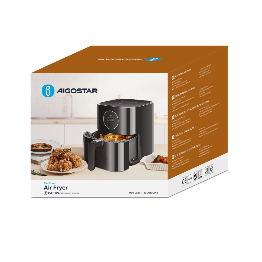 Aigostar - Karšto oro gruzdintuvė 1500W/230V 3,5l juoda