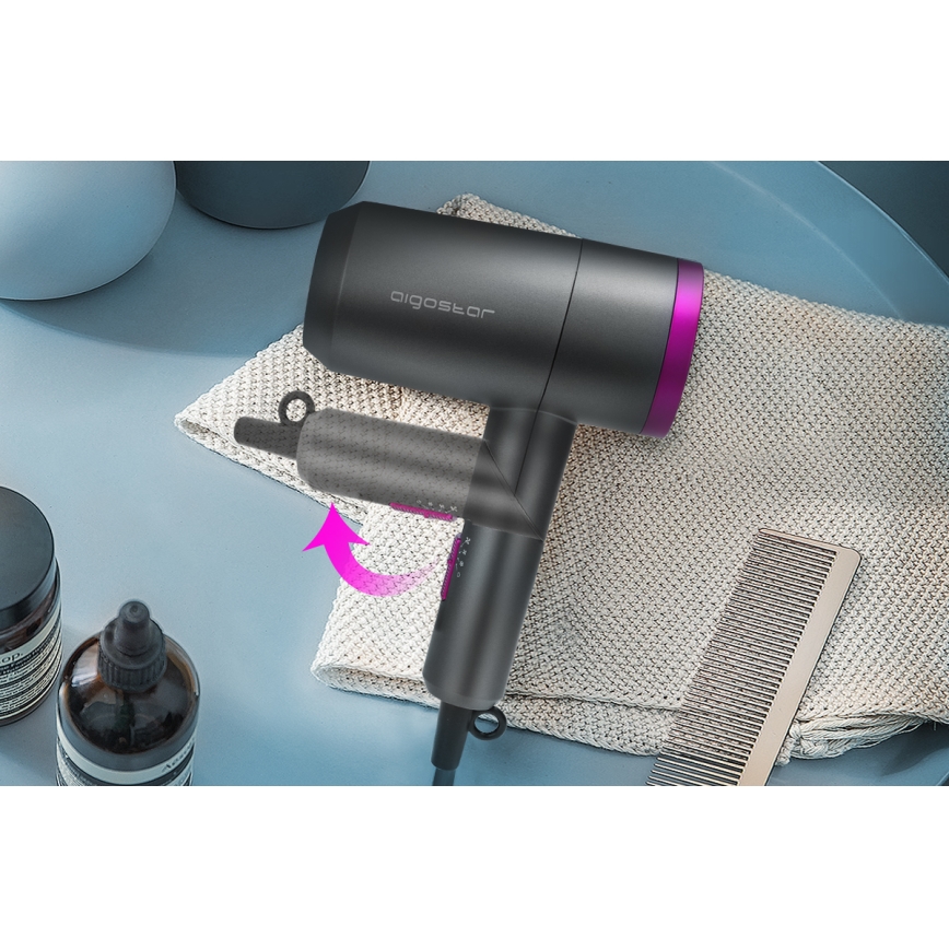 Aigostar - Kelioninis plaukų džiovintuvas 1800W/230V violetinė/juoda