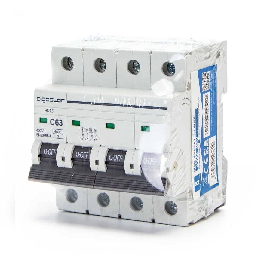 Aigostar - Keturių fazių automatinis išjungiklis 4P-63A-C 400V