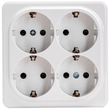 Aigostar - Keturių lizdų sieninis SCHUKO lizdas 250V baltas