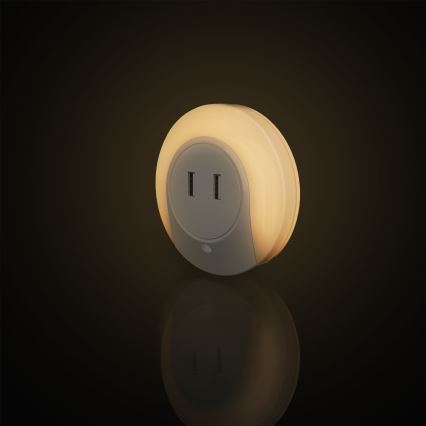 Aigostar - LED naktinis šviestuvas su sutemų jutikliu, kištukinis, su USB LED/0,4W/230V