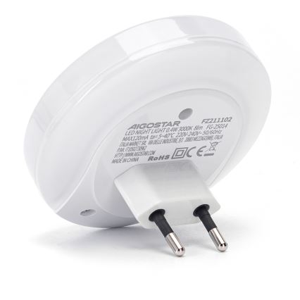Aigostar - LED naktinis šviestuvas su sutemų jutikliu, kištukinis, su USB LED/0,4W/230V