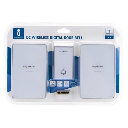 Aigostar - KOMPLEKTAS 2x Bevielis durų skambutis 3xAA/12V IP44 balta