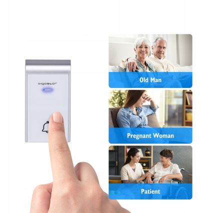 Aigostar - KOMPLEKTAS 2x Bevielis prijungiamas durų skambutis 230V/12V IP44 balta