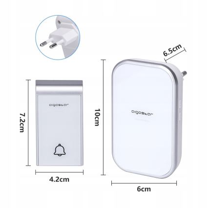 Aigostar - KOMPLEKTAS 2x Bevielis prijungiamas durų skambutis 230V/12V IP44 balta