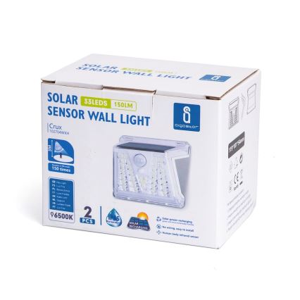 Aigostar - KOMPLEKTAS 2x LED lauko šviestuvas, įkraunamas saulės energija su jutikliu LED/1,48W/3,7V IP65 1200 mAh