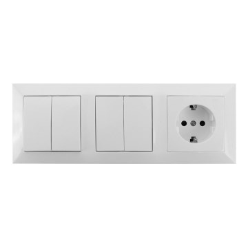Aigostar - KOMPLEKTAS 2x Namų jungiklis 2-mygtukai su lizdu 1x16A/250V SCHUKO