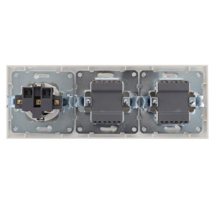 Aigostar - KOMPLEKTAS 2x Namų jungiklis 2-mygtukai su lizdu 1x16A/250V SCHUKO