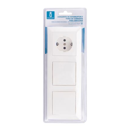 Aigostar - KOMPLEKTAS 2x Namų jungiklis su lizdu 1x16A/250V SCHUKO