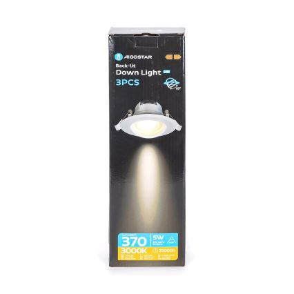 Aigostar - Komplektas 3 vnt. LED įleidžiamieji šviestuvai LED/5W/230V 3000K Ø 8,5 cm, balti