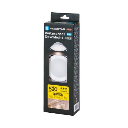 Aigostar - KOMPLEKTAS 3x LED Įleidžiamas lauko šviestuvas LED/4,8W/230V 3000K IP65 balta