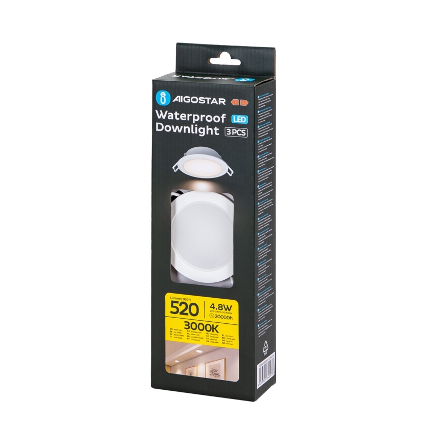 Aigostar - KOMPLEKTAS 3x LED Įleidžiamas lauko šviestuvas LED/4,8W/230V 3000K IP65 balta