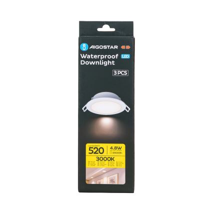Aigostar - KOMPLEKTAS 3x LED Įleidžiamas lauko šviestuvas LED/4,8W/230V 3000K IP65 balta