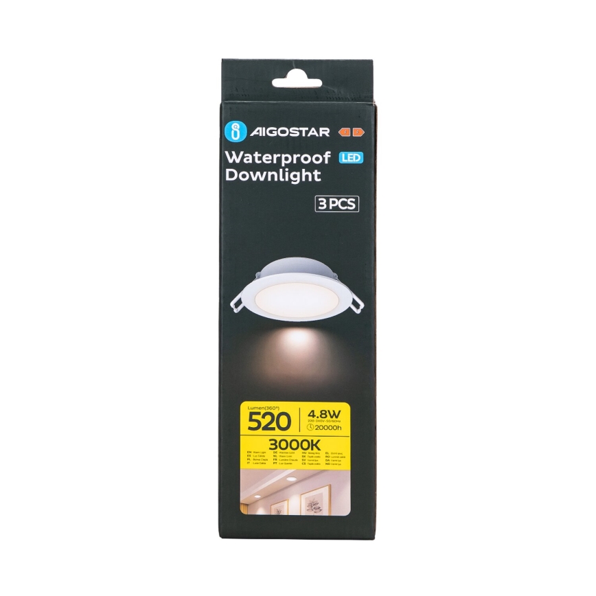 Aigostar - KOMPLEKTAS 3x LED Įleidžiamas lauko šviestuvas LED/4,8W/230V 3000K IP65 balta