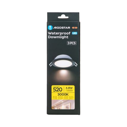 Aigostar - KOMPLEKTAS 3x LED Įleidžiamas lauko šviestuvas LED/4,8W/230V 3000K IP65 juoda