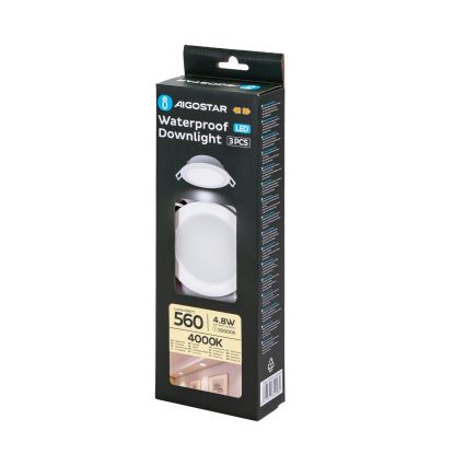 Aigostar - KOMPLEKTAS 3x LED Įleidžiamas lauko šviestuvas LED/4,8W/230V 4000K IP65 balta
