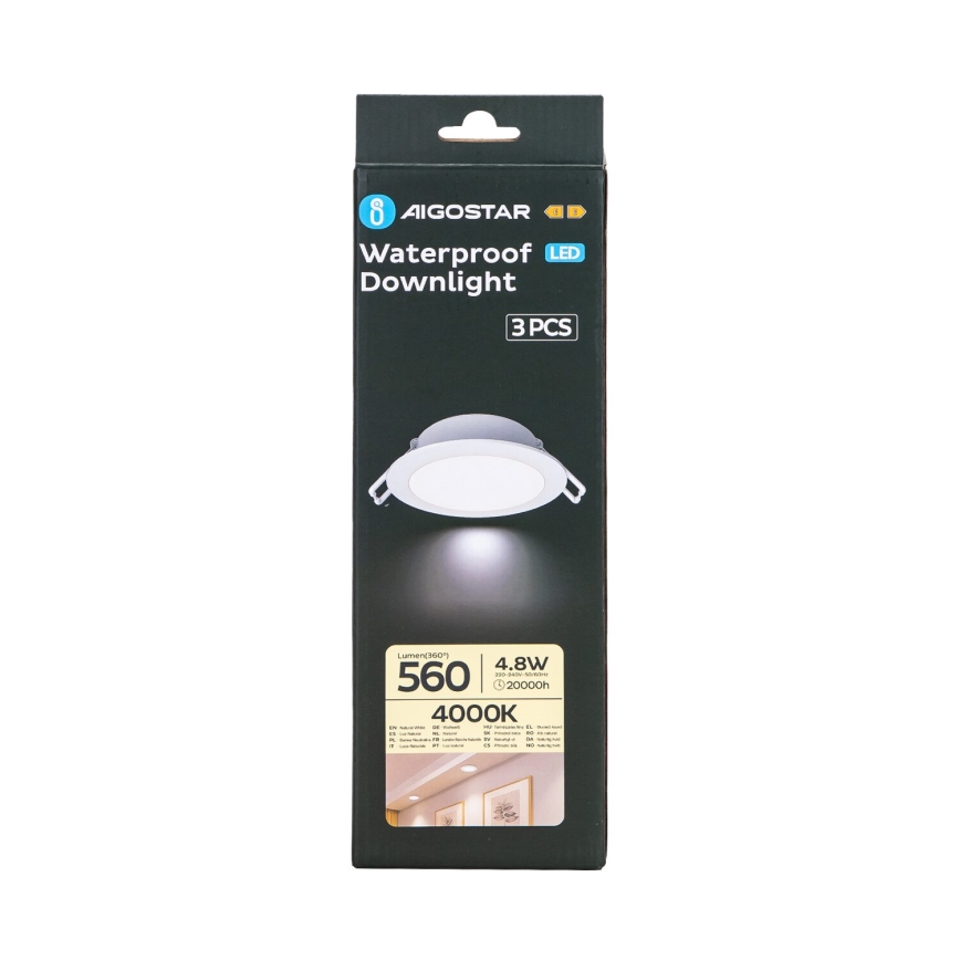 Aigostar - KOMPLEKTAS 3x LED Įleidžiamas lauko šviestuvas LED/4,8W/230V 4000K IP65 balta
