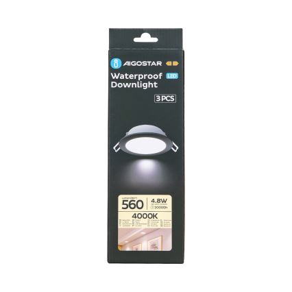 Aigostar - KOMPLEKTAS 3x LED Įleidžiamas lauko šviestuvas LED/4,8W/230V 4000K IP65 juoda