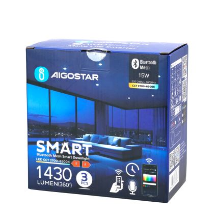 Aigostar - KOMPLEKTAS 3x LED pritemdomas įleidžiamas lubinis šviestuvas MESH LED/15W/230V 2700K-6500K diametras 17cm