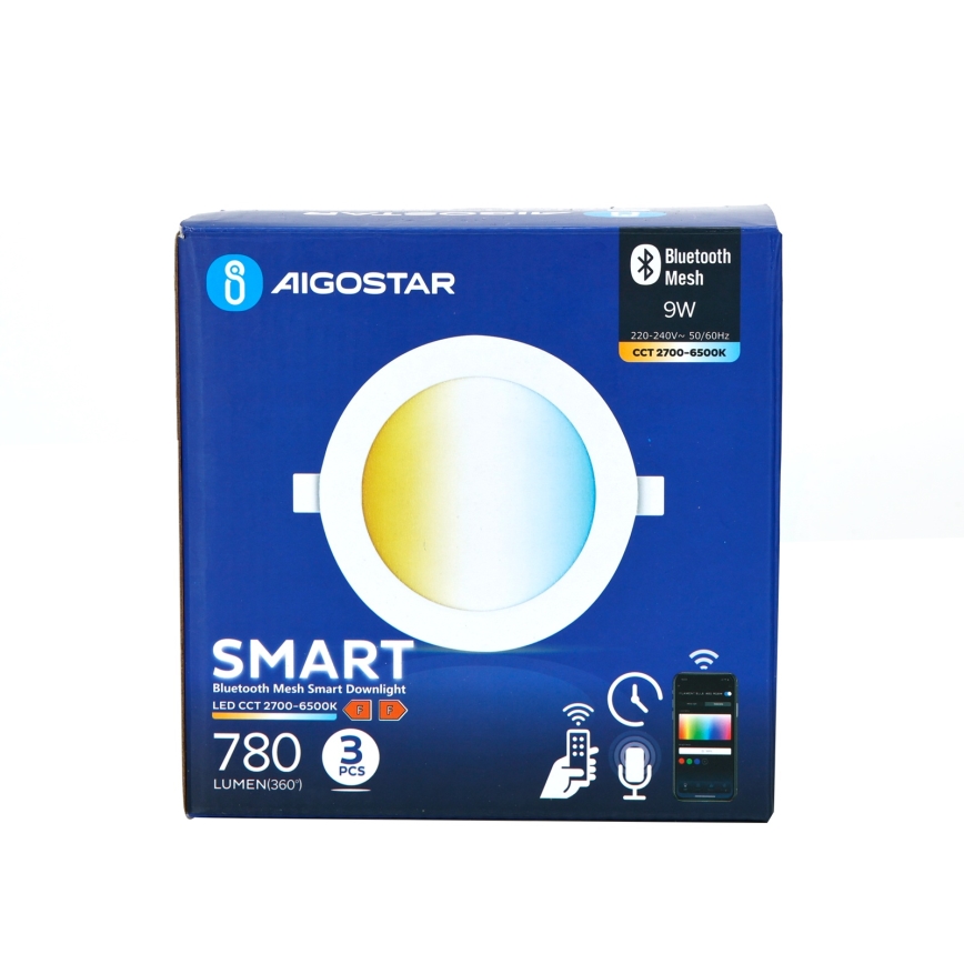 Aigostar - KOMPLEKTAS 3x LED pritemdomas įleidžiamas lubinis šviestuvas MESH LED/9W/230V 2700K-6500K diametras 14,5 cm