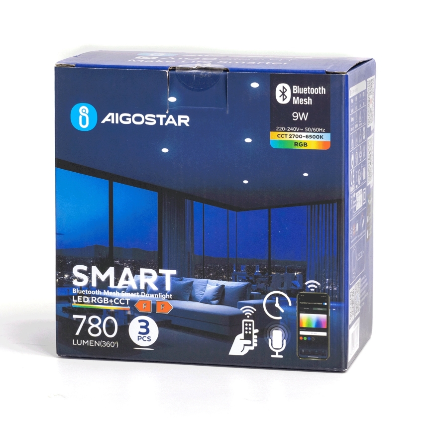 Aigostar - KOMPLEKTAS 3x LED RGB Pritemdomas įleidžiamas lubinis šviestuvas MESH LED/9W/230V 2700K-6500K diametras 14,5cm