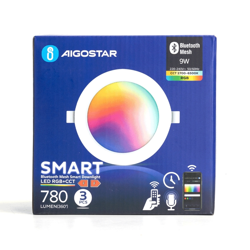 Aigostar - KOMPLEKTAS 3x LED RGB Pritemdomas įleidžiamas lubinis šviestuvas MESH LED/9W/230V 2700K-6500K diametras 14,5cm