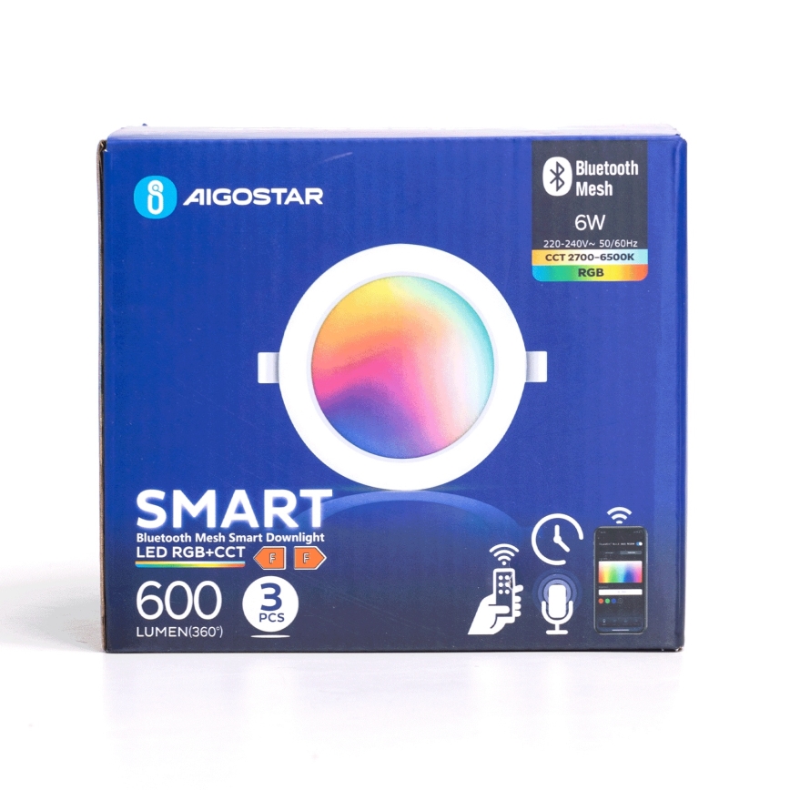 Aigostar - KOMPLEKTAS 3 x LED RGB Pritemdomas įleidžiamas lubinis šviestuvas MESH LED/6W/230V 2700K-6500K diametras 11,5cm