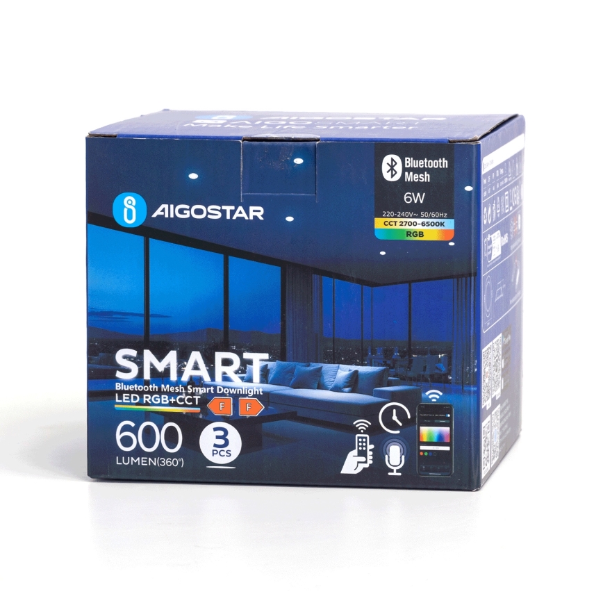 Aigostar - KOMPLEKTAS 3 x LED RGB Pritemdomas įleidžiamas lubinis šviestuvas MESH LED/6W/230V 2700K-6500K diametras 11,5cm