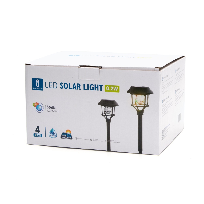 Aigostar - KOMPLEKTAS 4x LED RGB saulės energija įkraunamas šviestuvas LED/0,2W/2V IP44