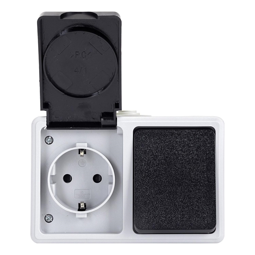 Aigostar - Lauko jungiklis 1P su lizdu 1x16A/250V IP54