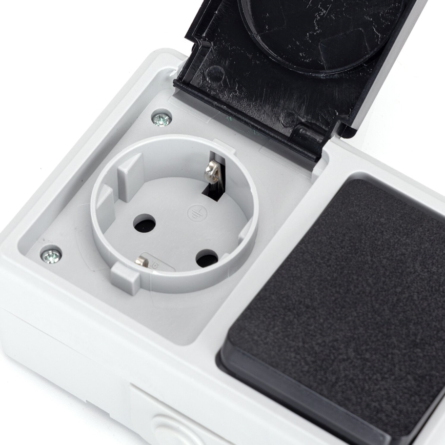 Aigostar - Lauko jungiklis 1P su lizdu 1x16A/250V IP54