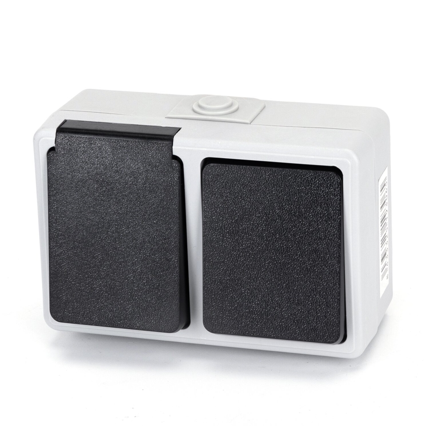 Aigostar - Lauko jungiklis 1P su lizdu 1x16A/250V IP54