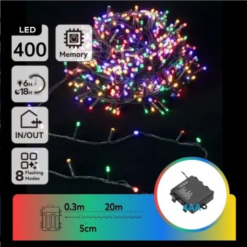 Aigostar - Lauko kalėdinė girlianda 400xLED/8 režimai 4xAA 20,3 m IP44 įvairiaspalvė