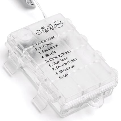 Aigostar - lauko LED kalėdinė girlianda, 200 LED, 8 funkcijos, 3xAA, 5x2m, IP44, šiltai balta