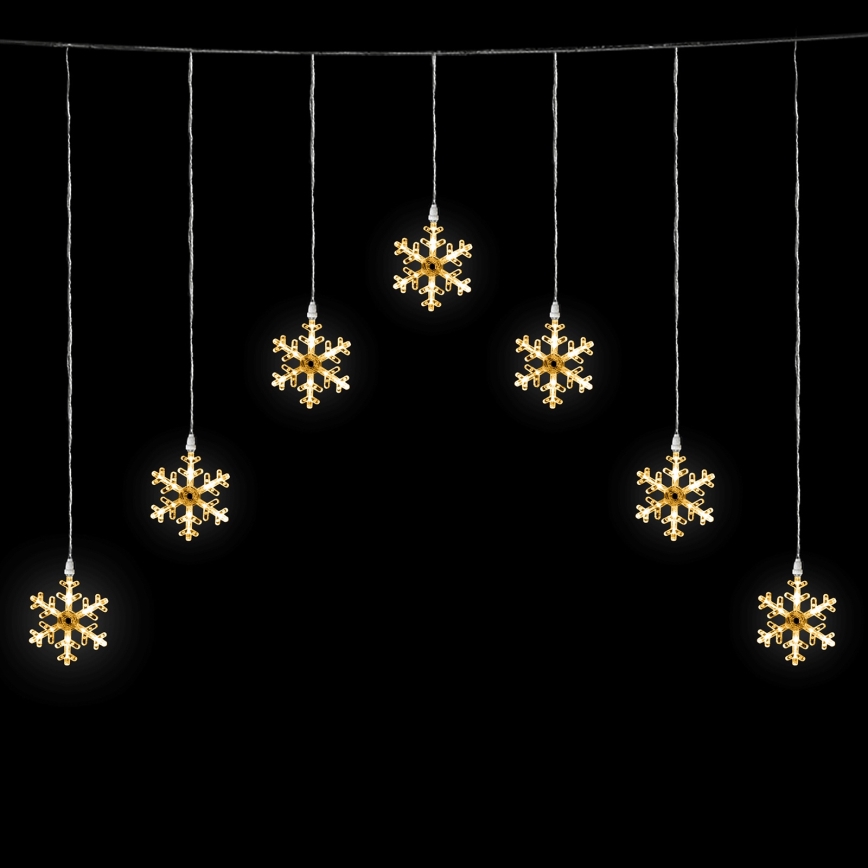 Aigostar - lauko LED kalėdinė girlianda, 84 LED, 8 apšvietimo režimai, 1,2 × 1 m, IP44, šiltai balta, su snaigėmis