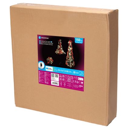 Aigostar - LED lauko kalėdinis medis 150 LED, 1,8 m, IP44, raudona, šaltai balta