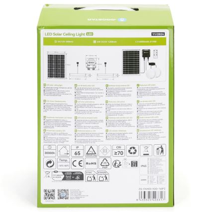 Aigostar - LED apšvietimas, įkraunamas saulės energija 2xLED/35W/12V 6000 mAh 6500K diametras 16,8 cm + nuotolinio valdymo pultas