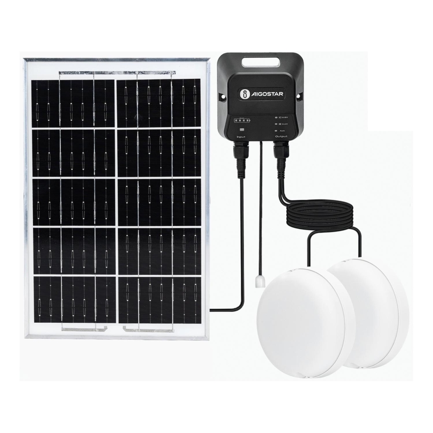Aigostar - LED apšvietimas, įkraunamas saulės energija 2xLED/35W/12V 6000 mAh 6500K diametras 16,8 cm + nuotolinio valdymo pultas