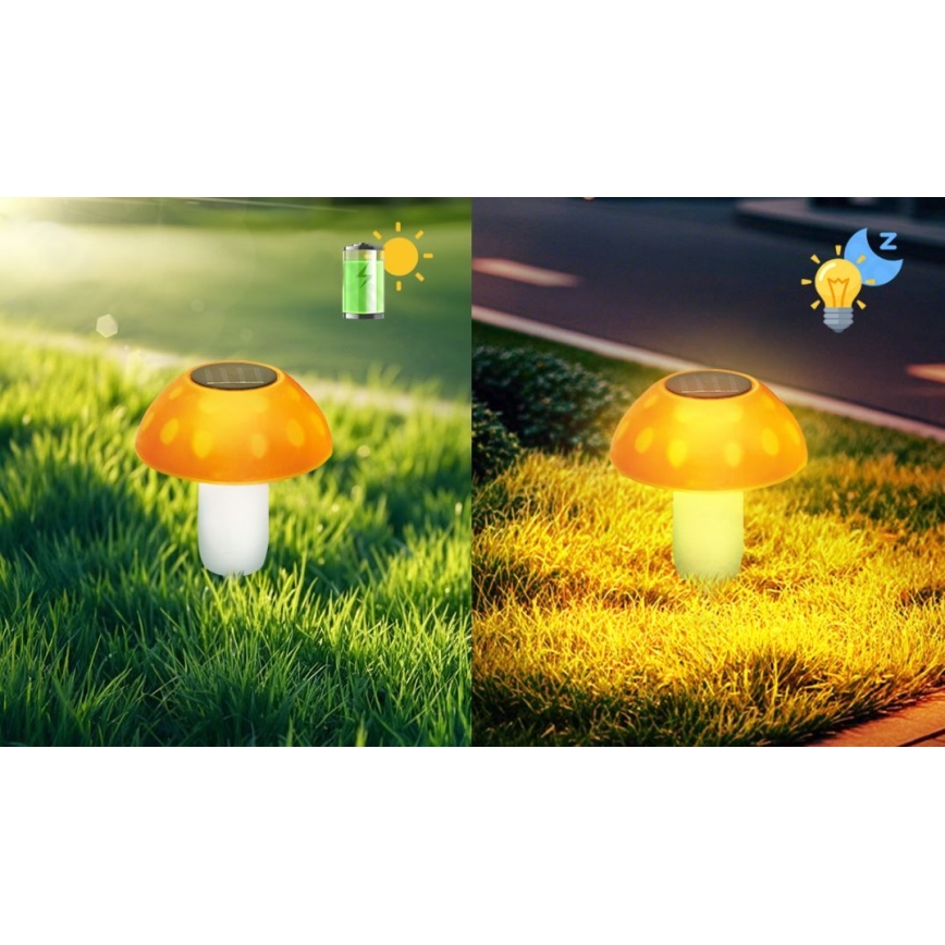 Aigostar - LED apšvietimas, įkraunamas saulės energija LED/0,024W/1,2V 200 mAh 2700K IP44 baravykas