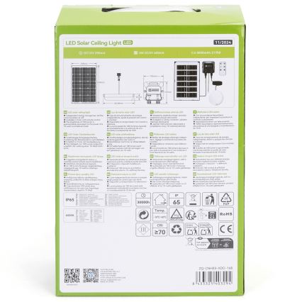 Aigostar - LED apšvietimas, įkraunamas saulės energija LED/35W/12V 3000 mAh 6500K diametras 16,8 cm + nuotolinio valdymo pultas