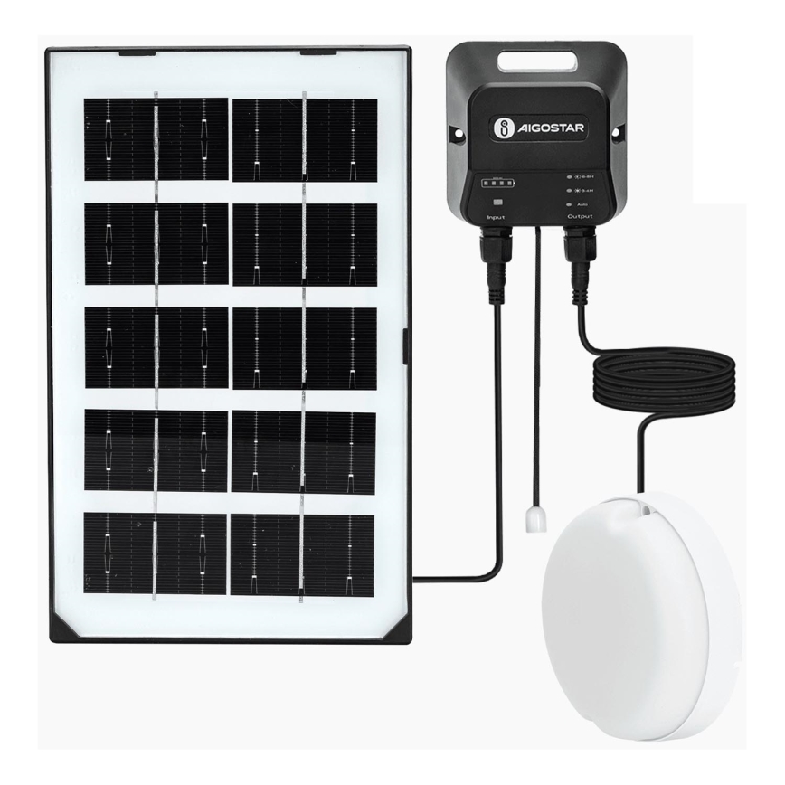 Aigostar - LED apšvietimas, įkraunamas saulės energija LED/35W/12V 3000 mAh 6500K diametras 16,8 cm + nuotolinio valdymo pultas