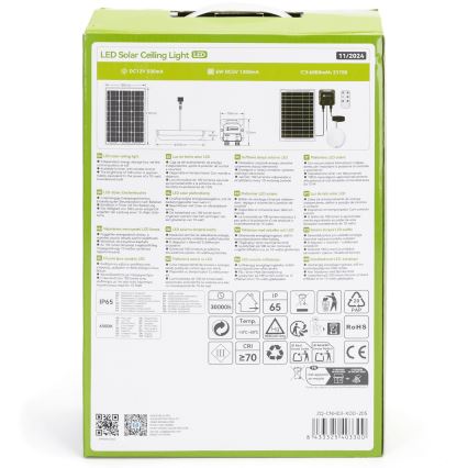 Aigostar - LED apšvietimas, įkraunamas saulės energija LED/70W/12V 6000 mAh 6500K diametras 20,5 cm + nuotolinio valdymo pultas