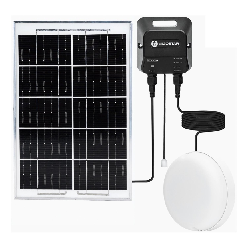 Aigostar - LED apšvietimas, įkraunamas saulės energija LED/70W/12V 6000 mAh 6500K diametras 20,5 cm + nuotolinio valdymo pultas