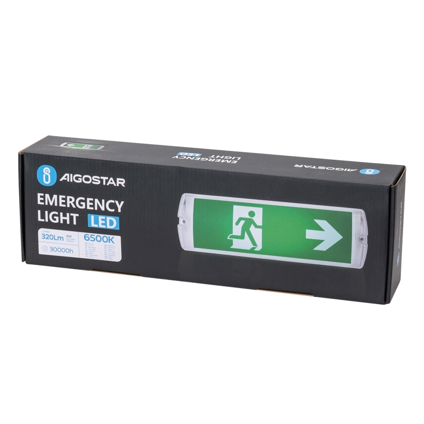 Aigostar - LED avarinė lemputė EMERGENCY EXIT LED/4W/230V IP65 6500K 600mAh