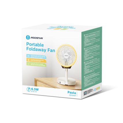 Aigostar - LED Belaidis sulankstomas ventiliatorius su USB prievadu 6,5W/5V