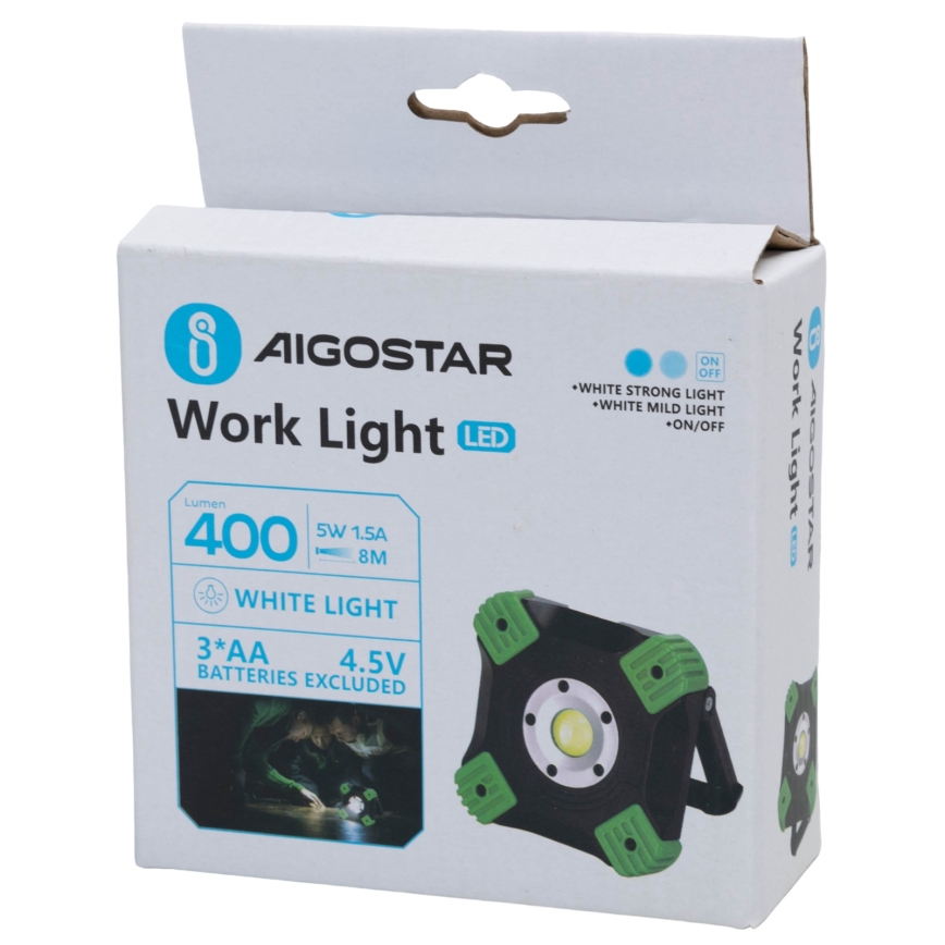 Aigostar - LED darbo šviestuvas LED/5W/3xAA 6500K IP44