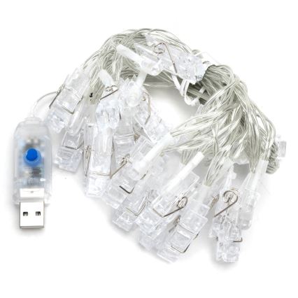 Aigostar - LED dekoratyvinė girlianda 20xLED/5W/USB 6 m šiltai balta