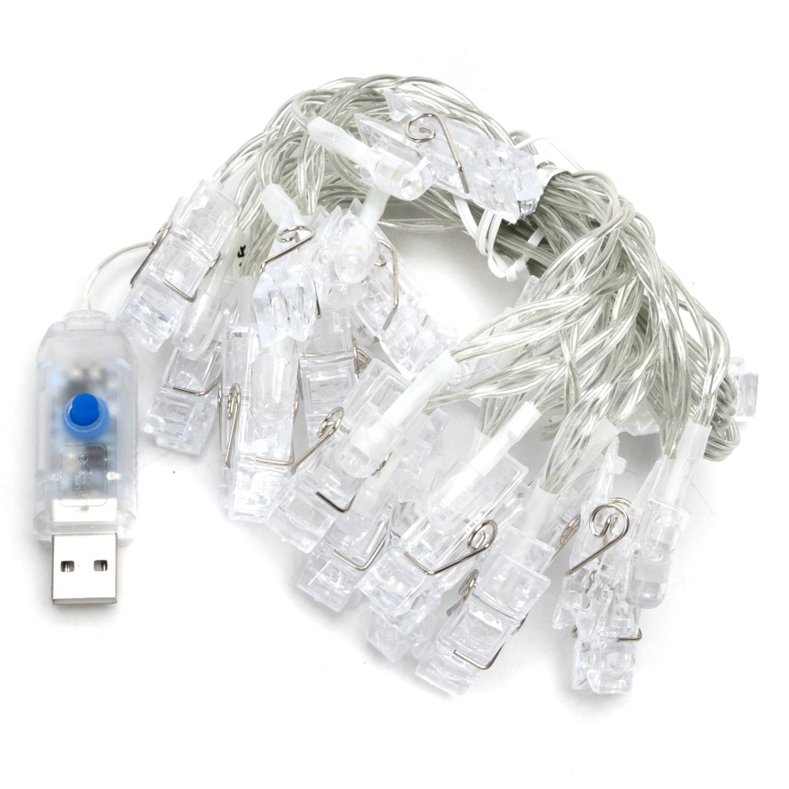 Aigostar - LED dekoratyvinė girlianda 20xLED/5W/USB 6 m šiltai balta