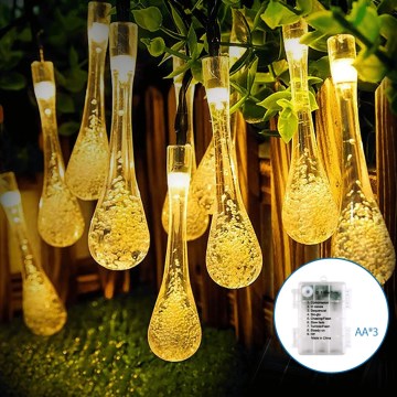 Aigostar -LED Dekoratyvinė lauko girlianda 50xLED/8 funkcijos 3xAA 5,3m IP44 šilta balta